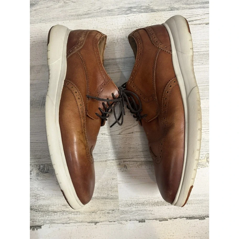 Florsheim Mens Leather Sneakers Size 10W Comfortech Oxford Lace Up WingTip Shoes